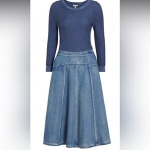 Shoshanna Maxwell Denim Combo Midi Dress